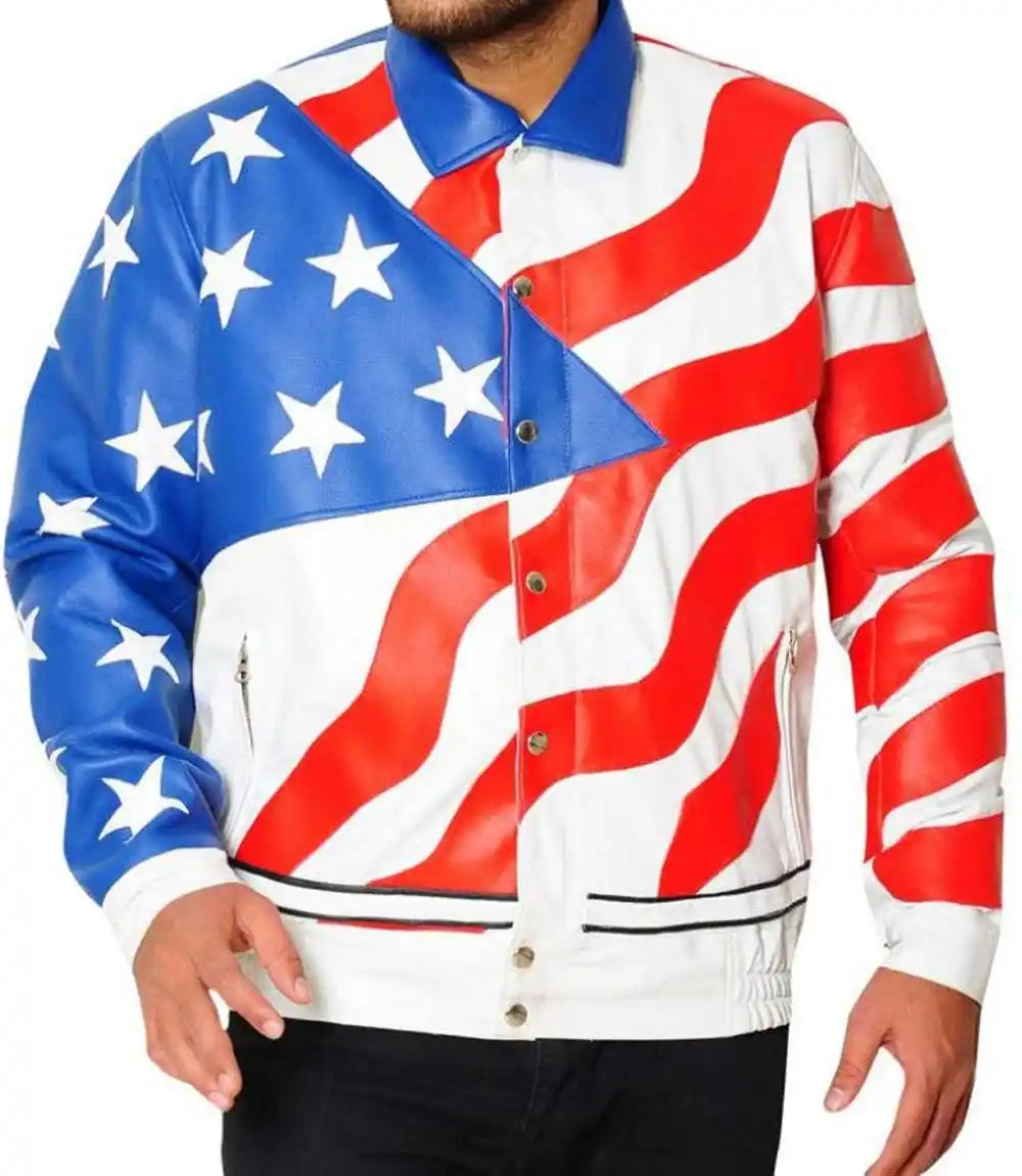 Vanilla Ice Jacket | USA Flag Leather Jacket