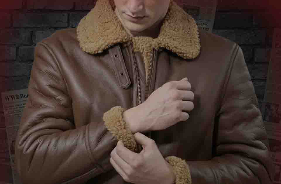 Brown Leather Shearling WW2 Bomber Jacket