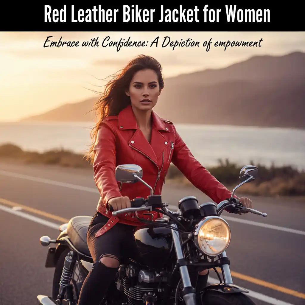 Red Waxed Women Motorcycle Leather Jacket - Never Get Dull