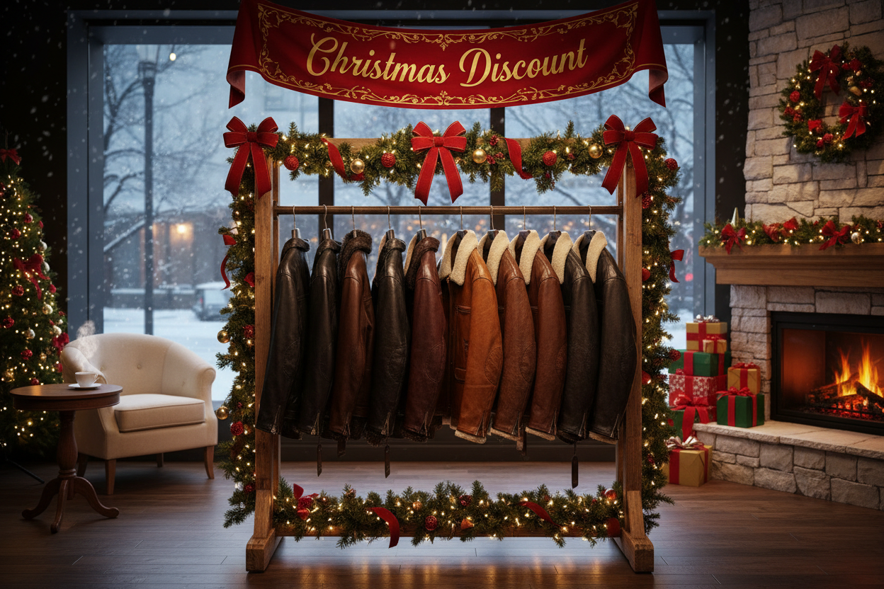 Christmas Discount Shop: Festive Mens Leather Jackets for the Holiday Season