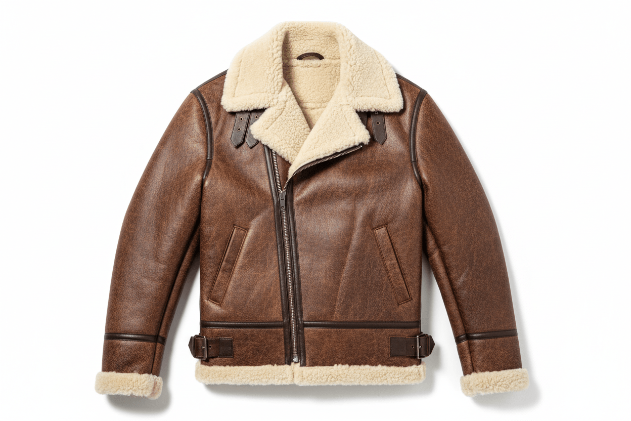Mens RAF B3 Bomber Shearling Leather Coat Jacket - MovieStarJacket