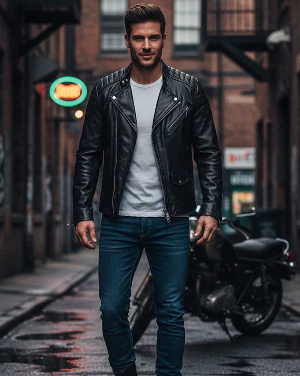 Black Leather Moto Jacket