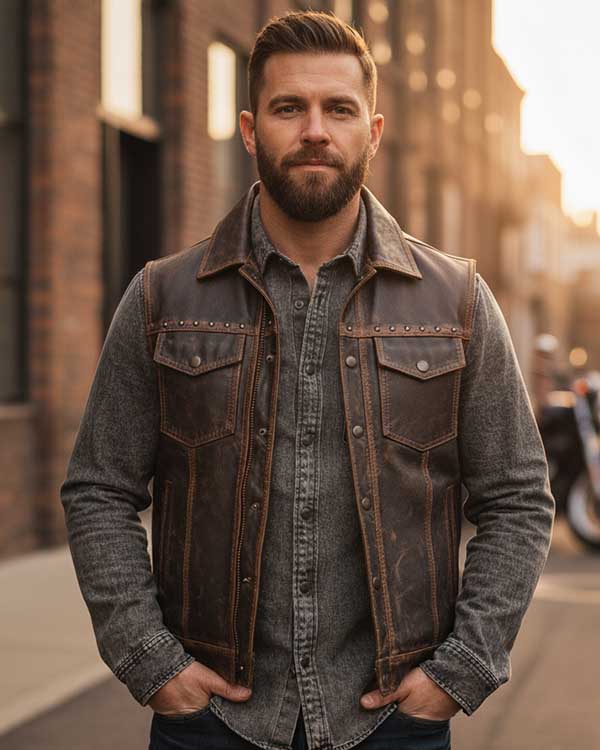 Leather Biker Vest