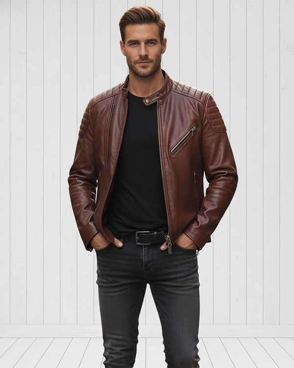 Leather Jacket Brown Colour