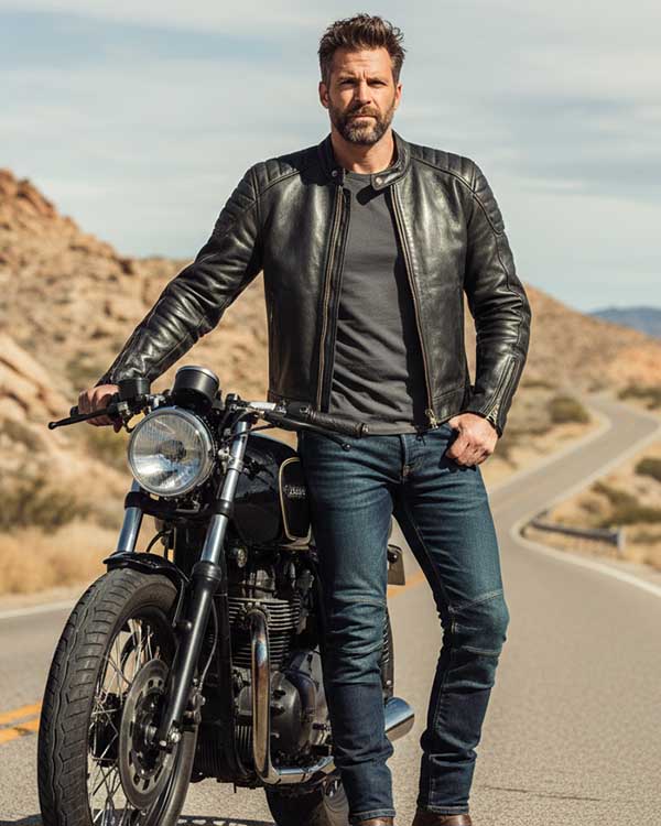 Mens Leather Motorcycle Jacket