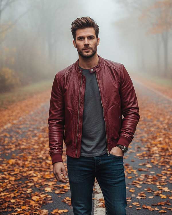 Red Leather Jacket Mens