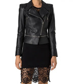 Black Leather Biker Jacket Womens