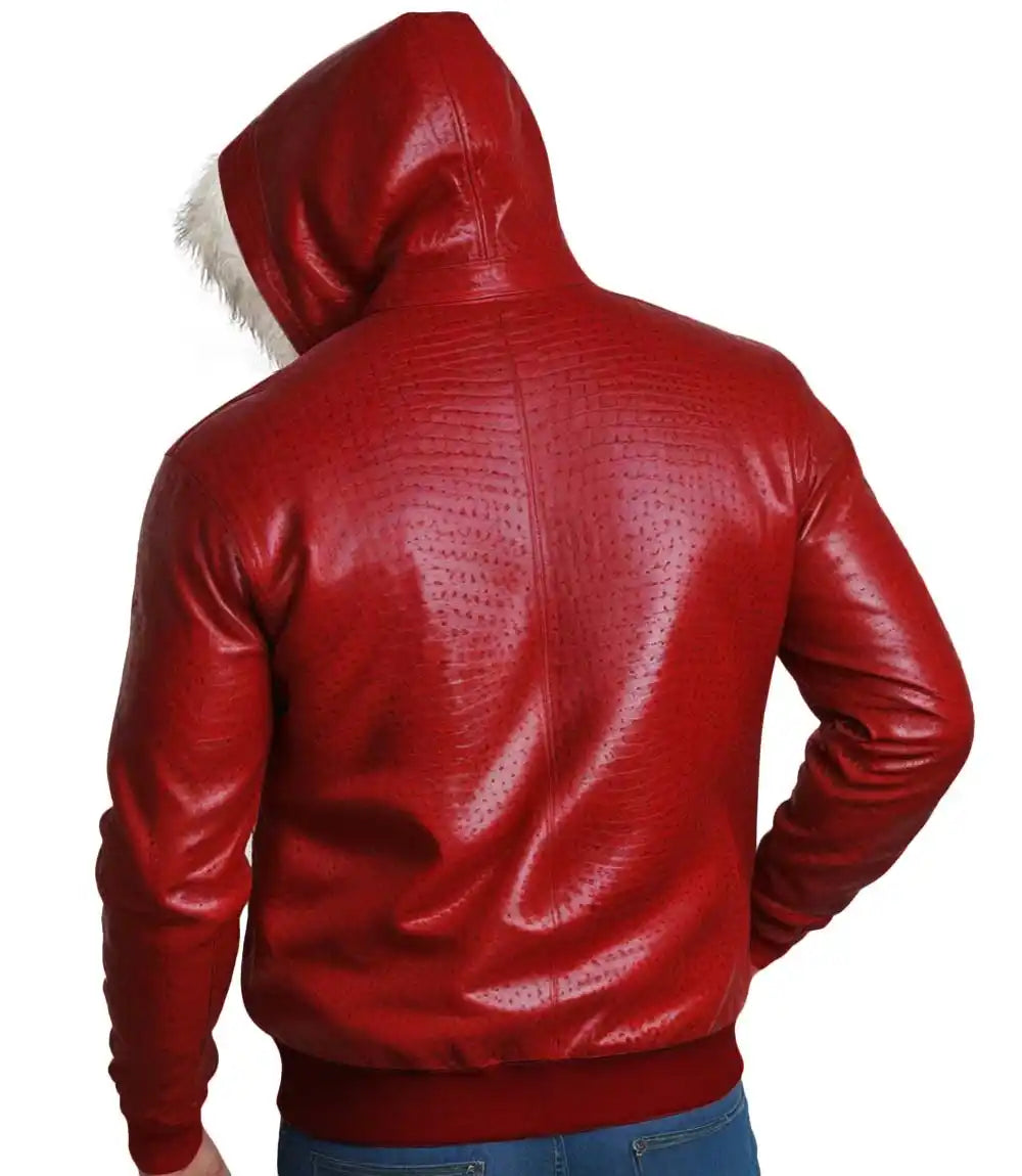 Crocodile Dark Red Leather Jacket