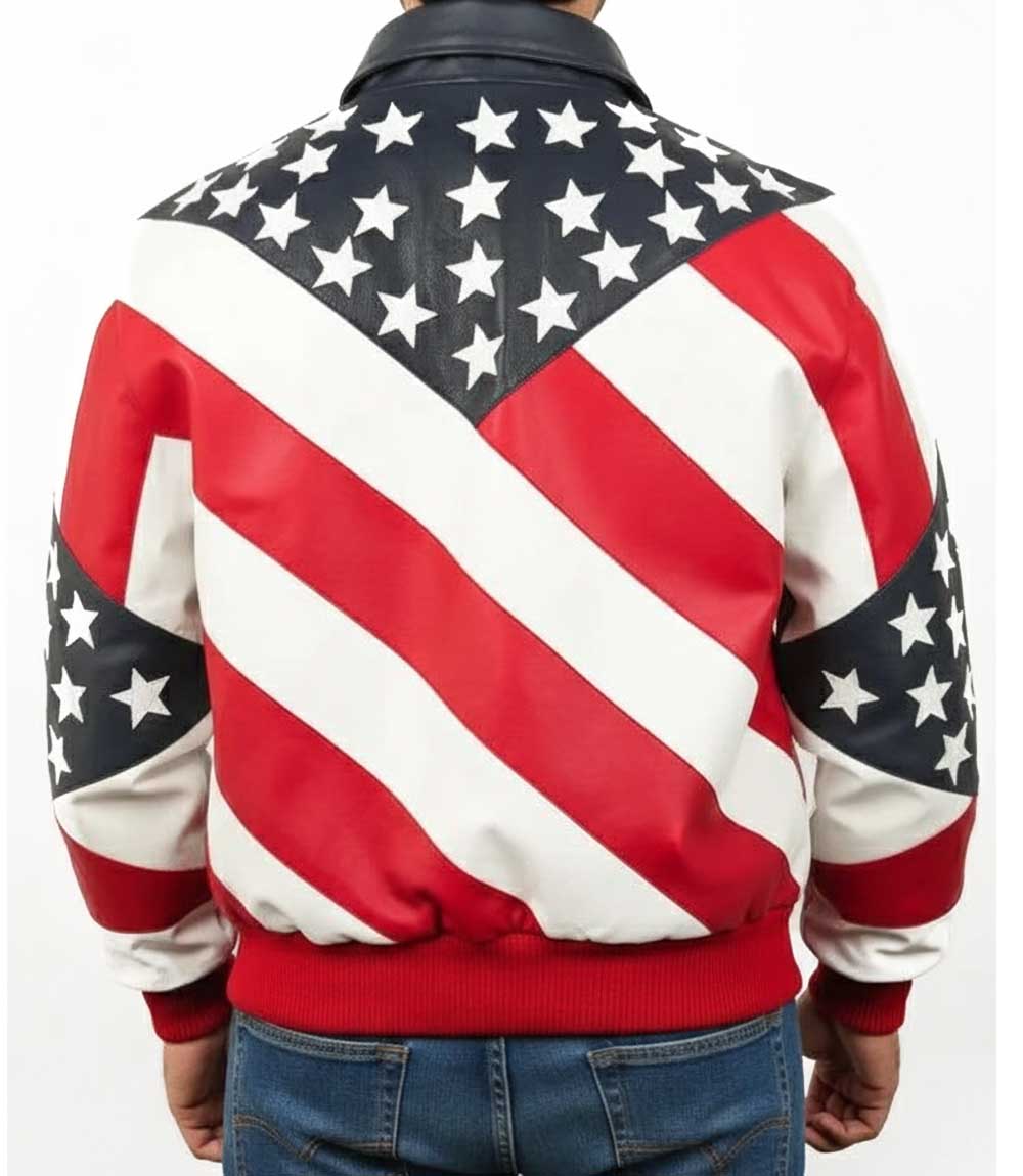 Mens American Flag Leather Jacket