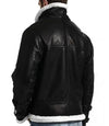 Mens Aviator Black Leather Jacket With Hood