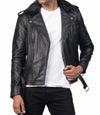 Mens Fur Collar Modern Streetwear Biker Leather Jacket