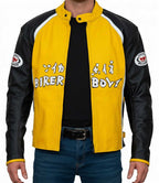 Yellow & Black Kid Street Racer Leather Jacket
