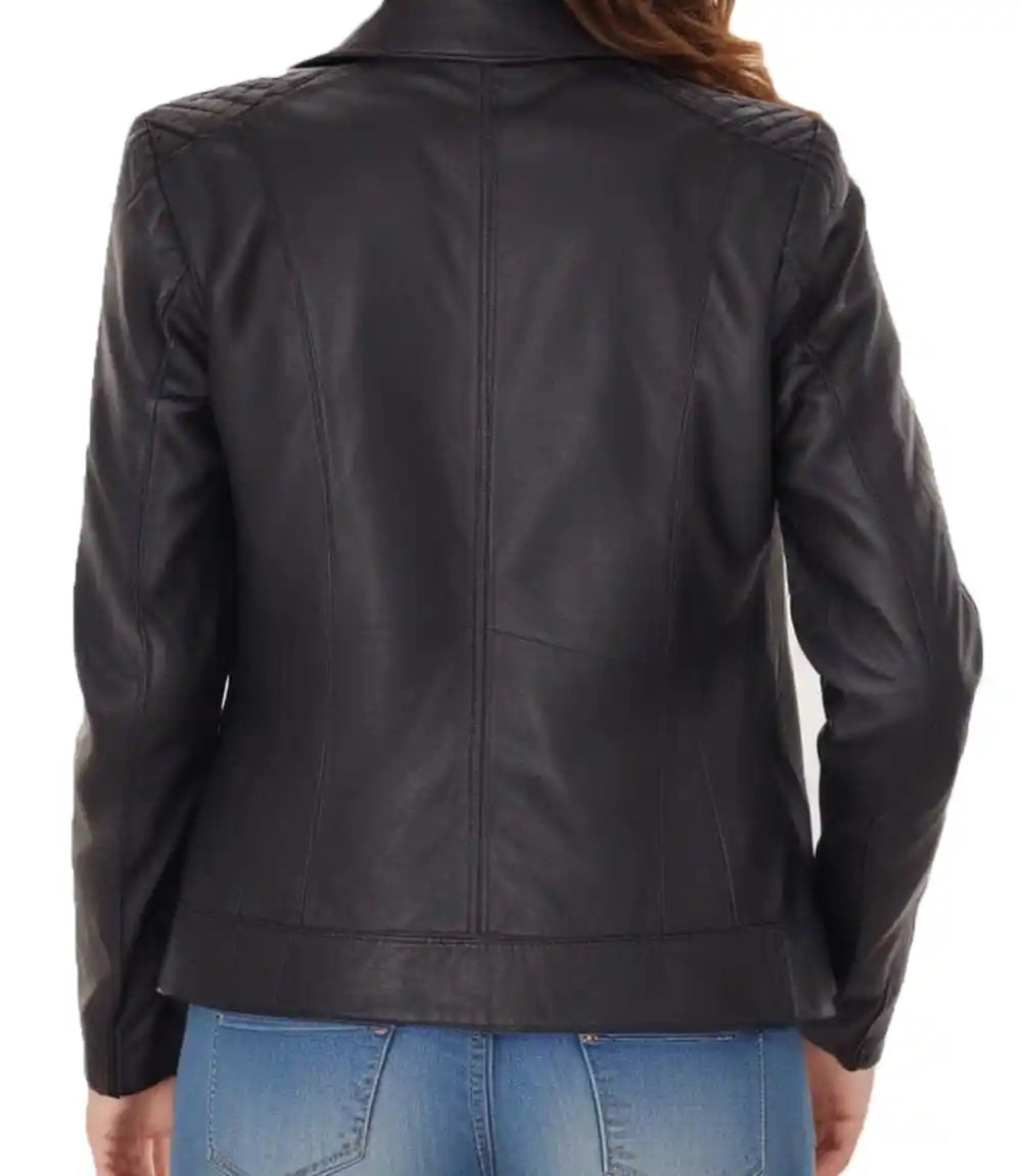 Cropped Black Leather Jacket