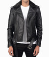 Mens Fur Collar Modern Streetwear Biker Leather Jacket