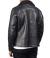 Mens Black Sheepskin Shearling Biker Leather Jacket