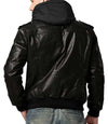 Leather Hooded Mens Jacket