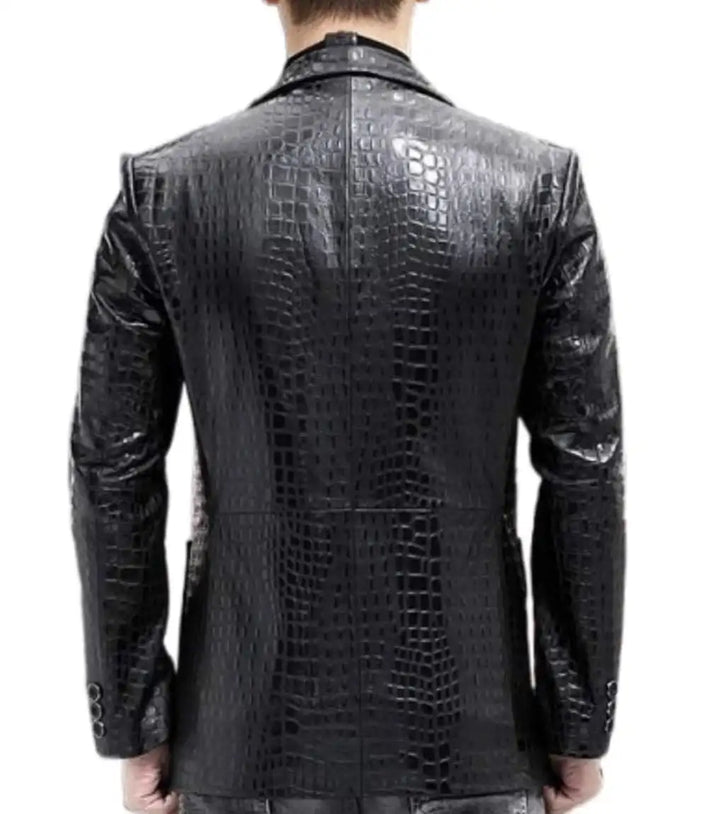 Texture Alligator Leather Coat

