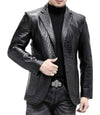 Mens Black Leather Blazer