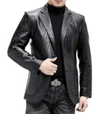 Mens Black Leather Blazer