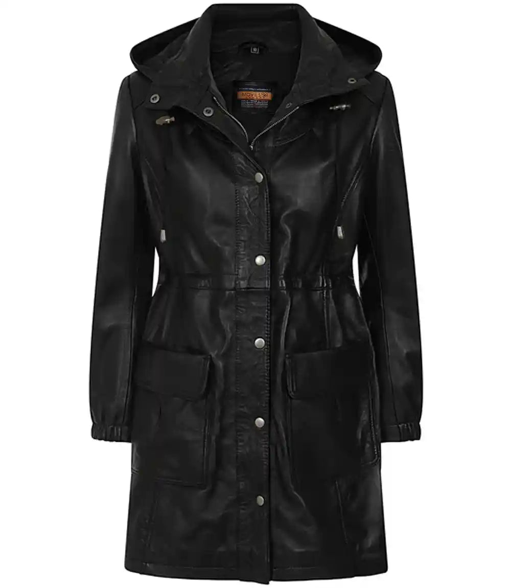 Womens Leather Duffle Coat