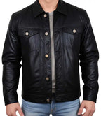 Black Leather Trucker Jacket