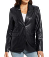 Black Leather Blazer Jacket