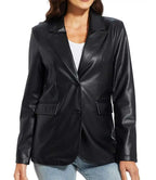 Black Leather Blazer Jacket
