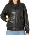 Black Leather Bomber Jacket Womens

