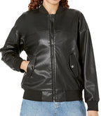Black Leather Bomber Jacket Womens

