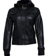Black Leather Jacket With Hood