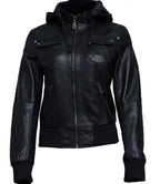 Black Leather Jacket With Hood