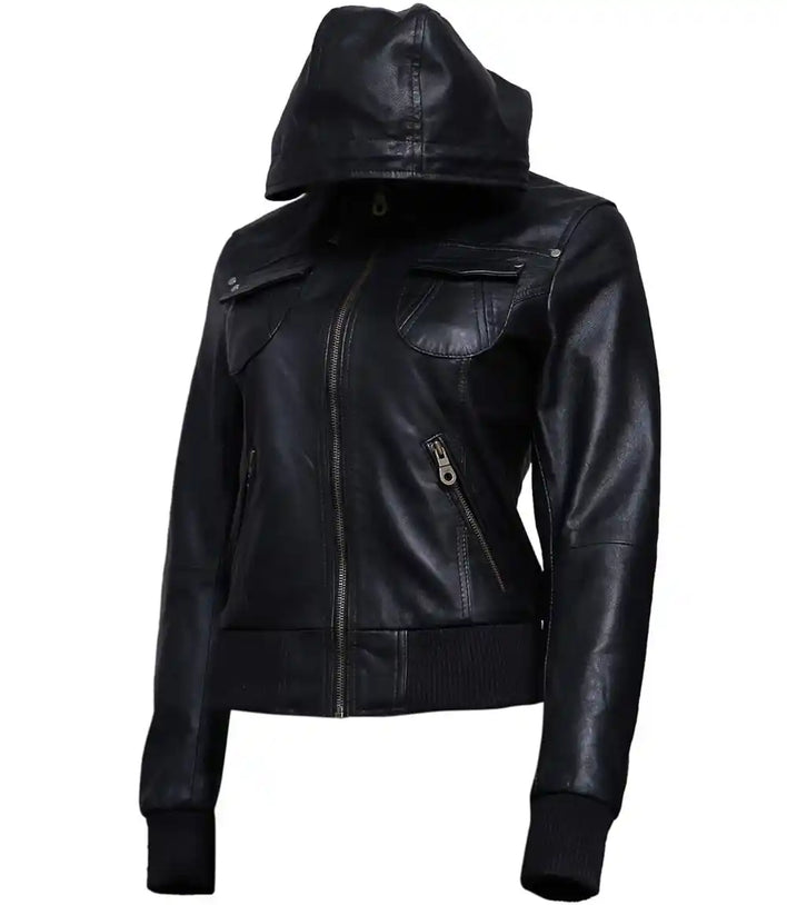 Leather Bomber Jacket Womens
