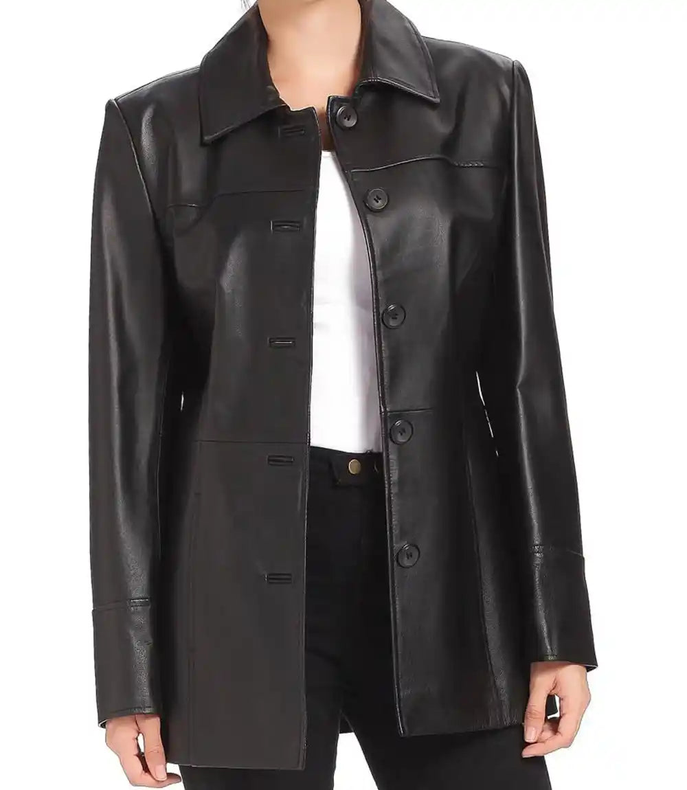Ladies Leather Car Coat
