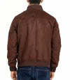 Mens Brown Suede Leather Bomber Jacket