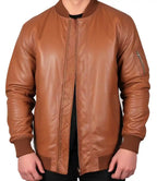 Tan Leather Bomber Jacket Mens

