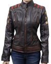 Distressed Brown Leather Jacket Womens Moto Jacket

