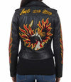 RE Fire & Flame Biker Womens Leather Jacket