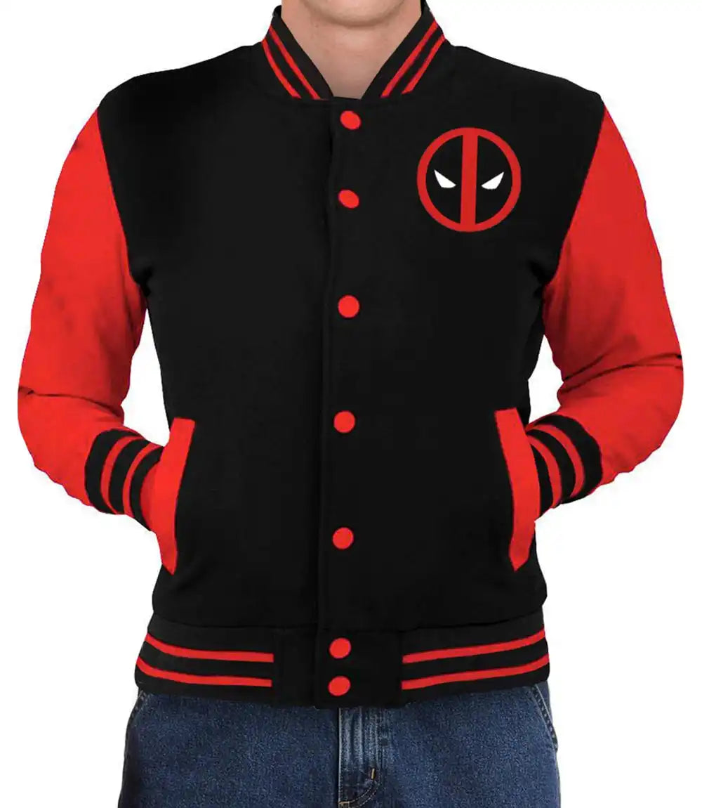 Letterman Jacket With Deadpool Logo

