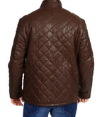 Brown quilted jacket on a white background