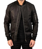 Black Leather Bomber Jacket