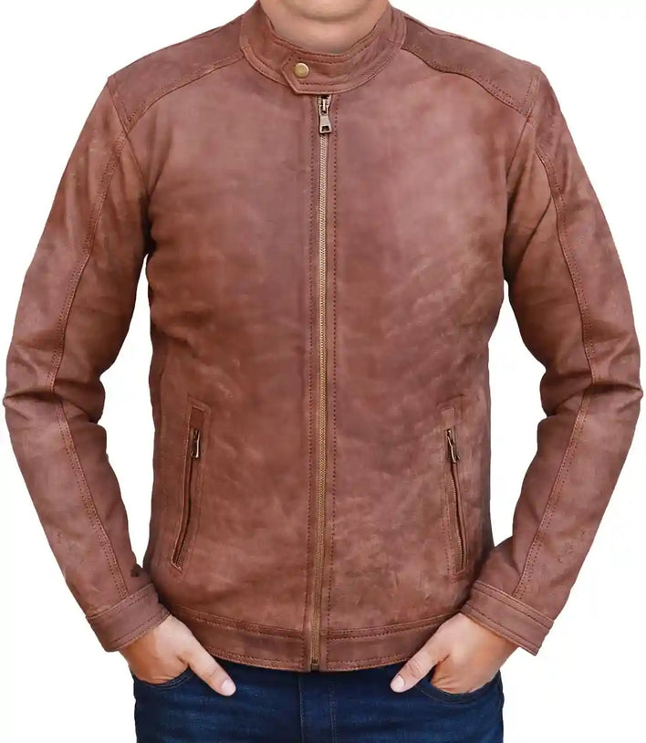 Brown Suede Moto Jacket Vintage for Sale

