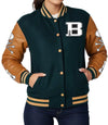 Women Erome Green Yellow Letterman Jacket


