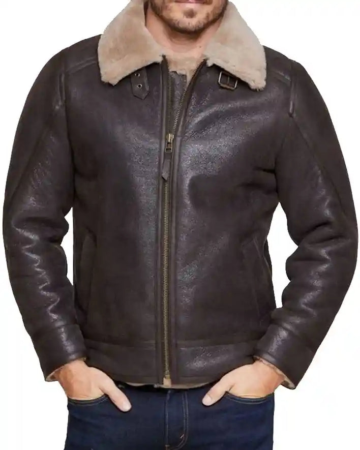 B3 Shearling Bomber Jacket Leather

