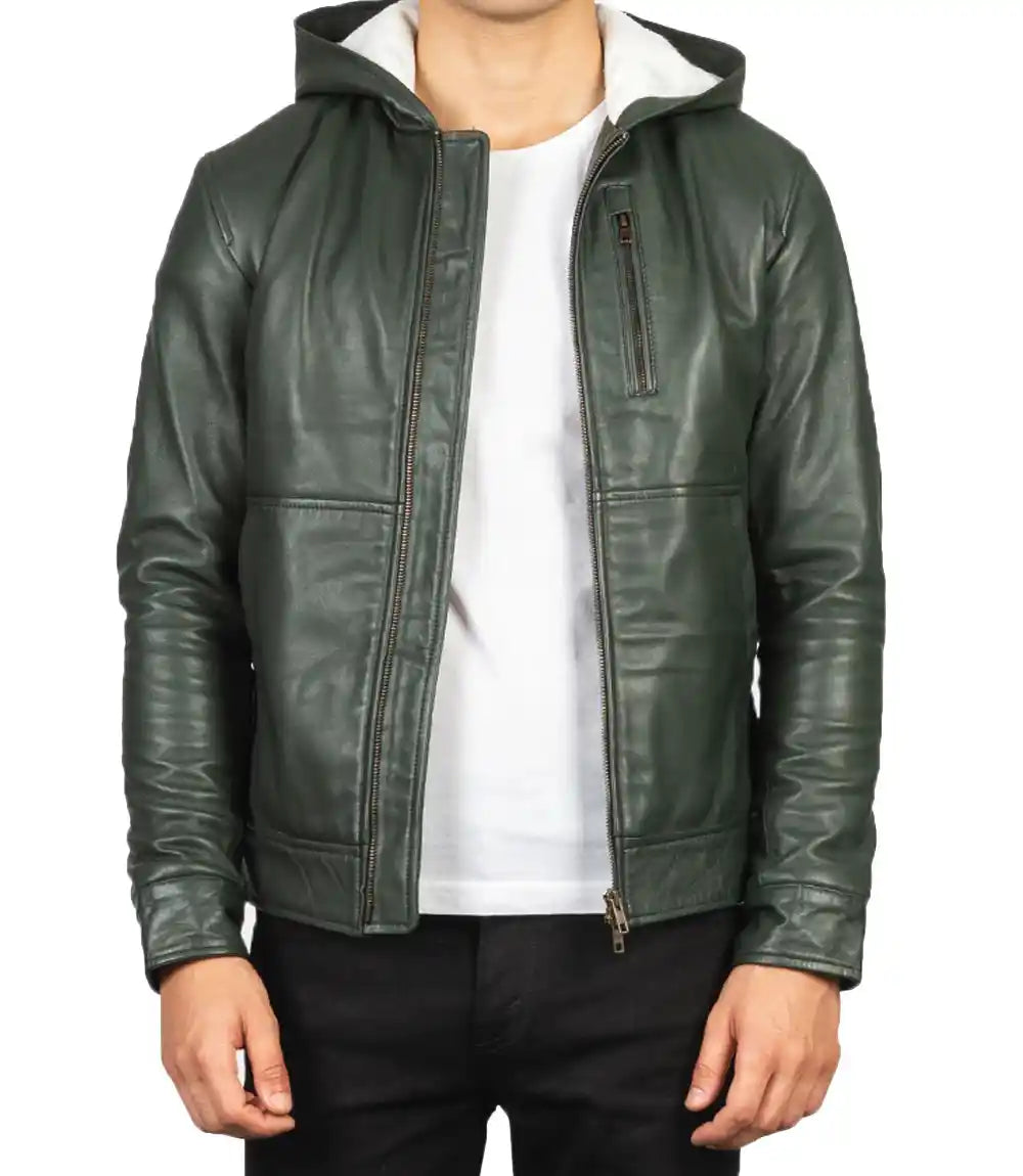 Genuine Leather Jacket Mens With Hood 
