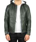 Genuine Leather Jacket Mens With Hood 