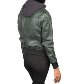 Hooded Leather Bomber Jacket


