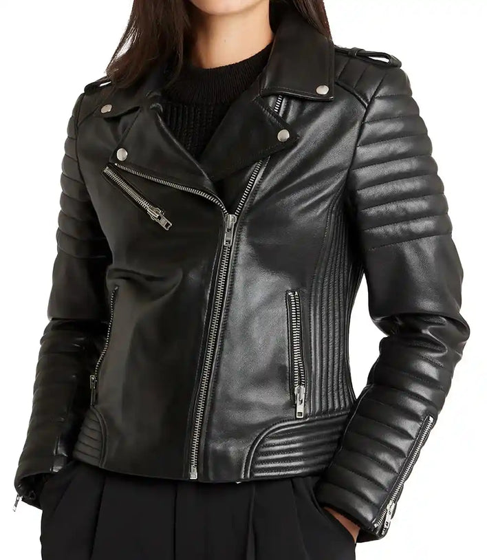 Slim Fit Leather Jacket Moto 