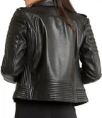 Black leather jacket on a white background