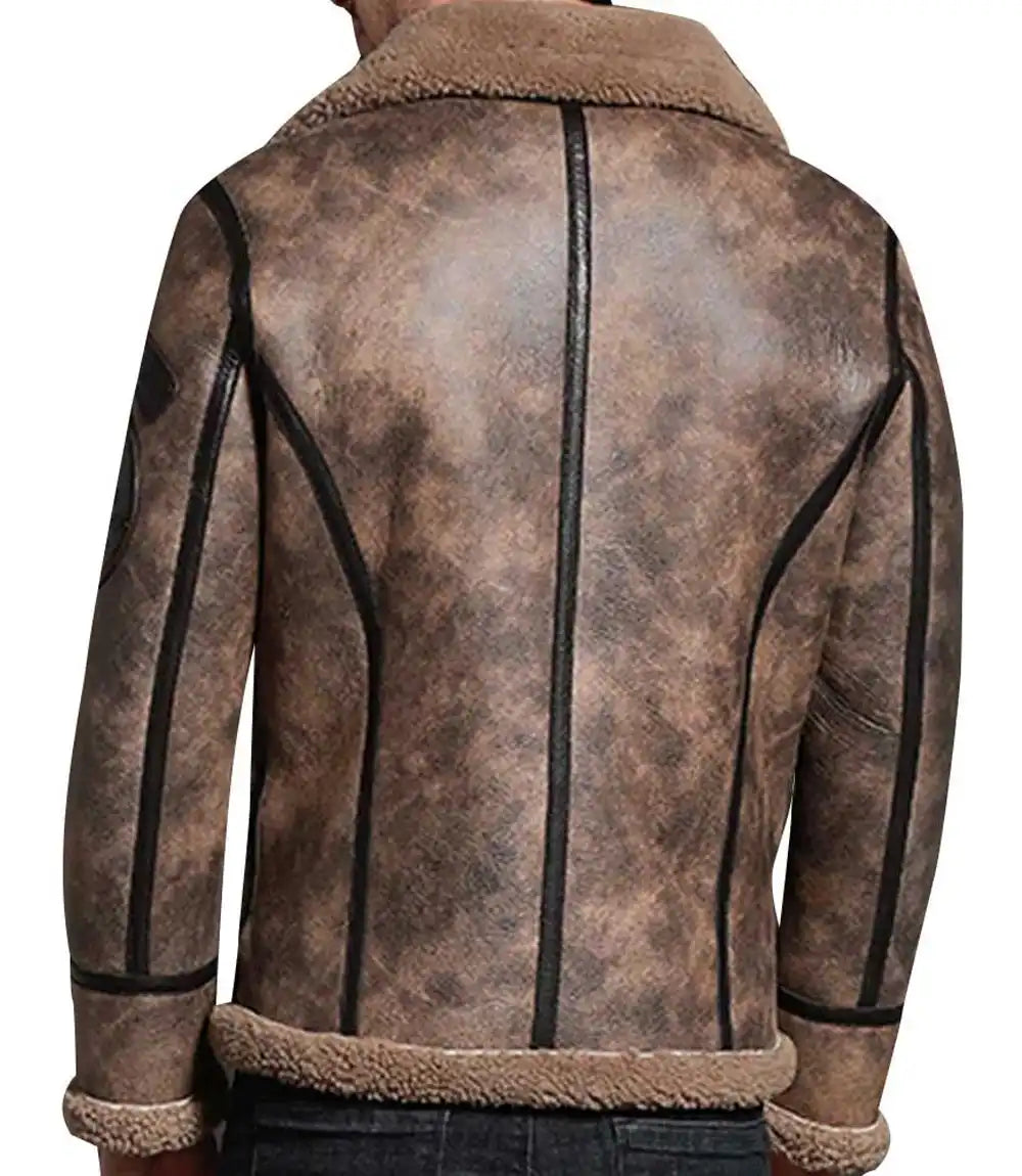 Shearling Leather Jacket Brown