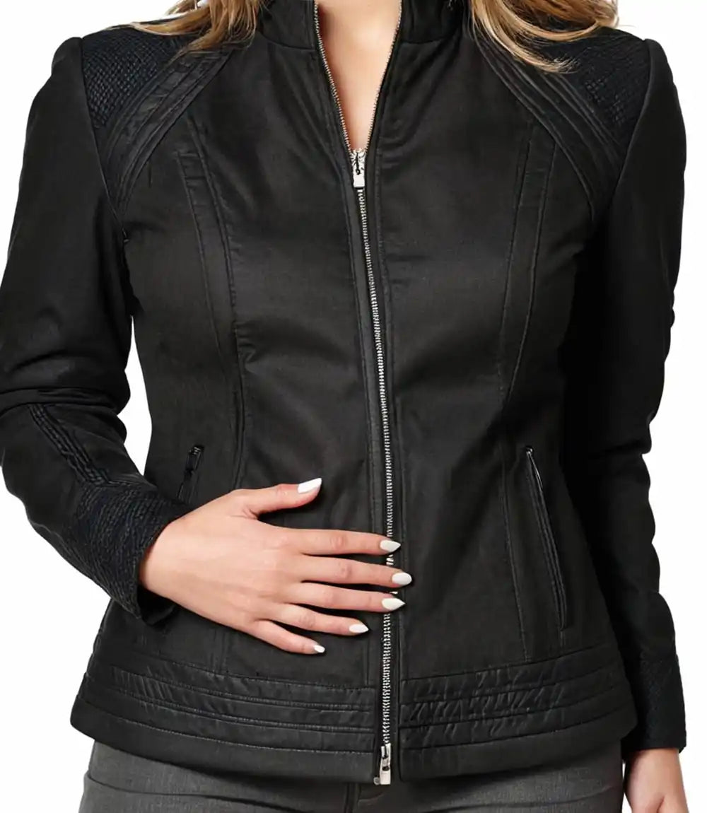 Ladies Leather Biker Jacket